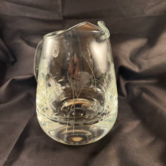 Vintage Crystal Wheel-Cut Glass Water Pitcher - Picture 5 of 9
